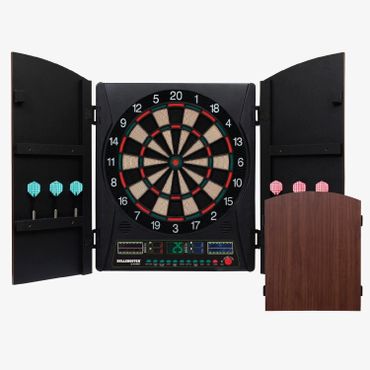 A dart board with two darts and item # PR23021-DB.