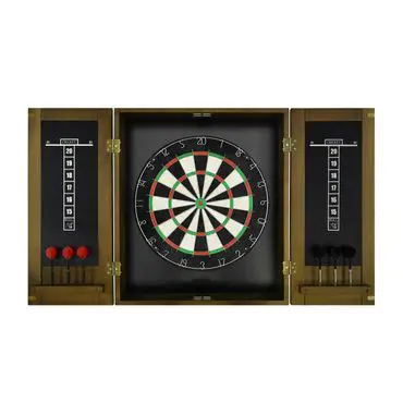 Hj scott dart board cabinet on white background