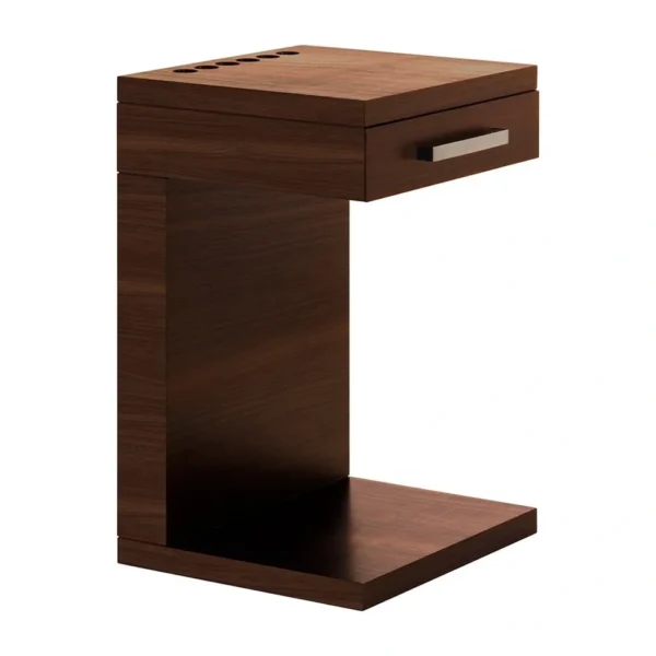 Wooden side table on plain white background
