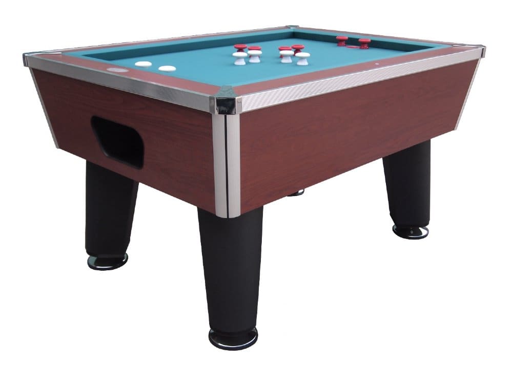 A modern Item # BB5242-PT with a blue playing surface and red and white paddles, isolated on a white background.