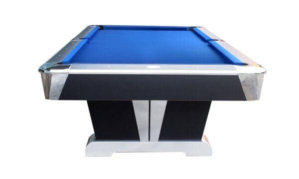 Blue Item # BB5032-PT billiard table with a white cue ball, isolated on a white background.