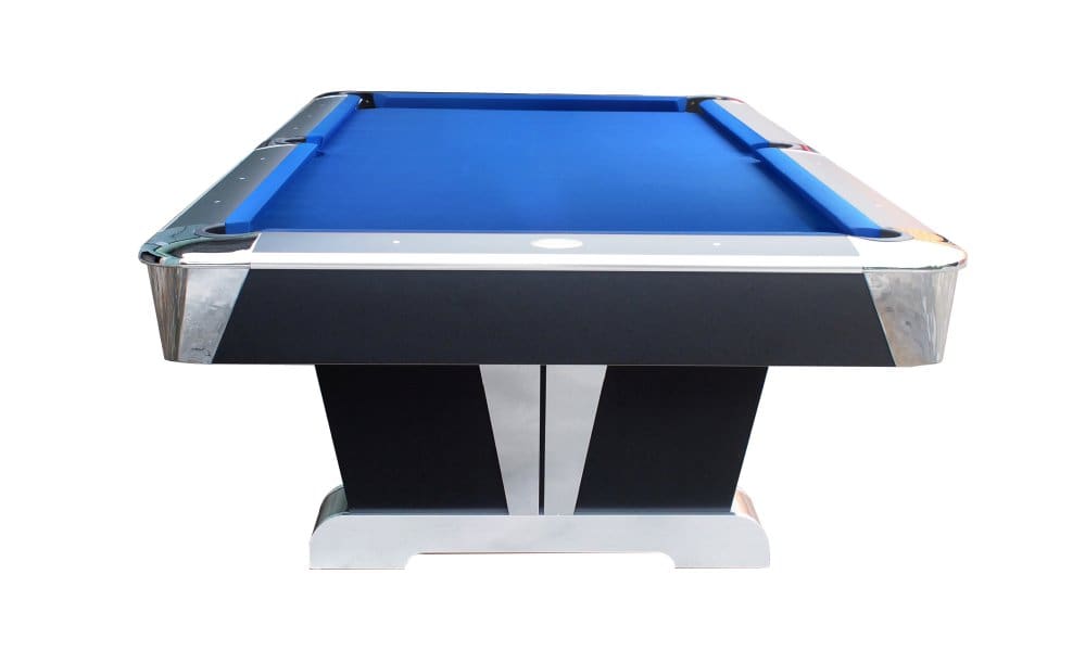 Blue Item # BB5032-PT billiard table with a white cue ball, isolated on a white background.