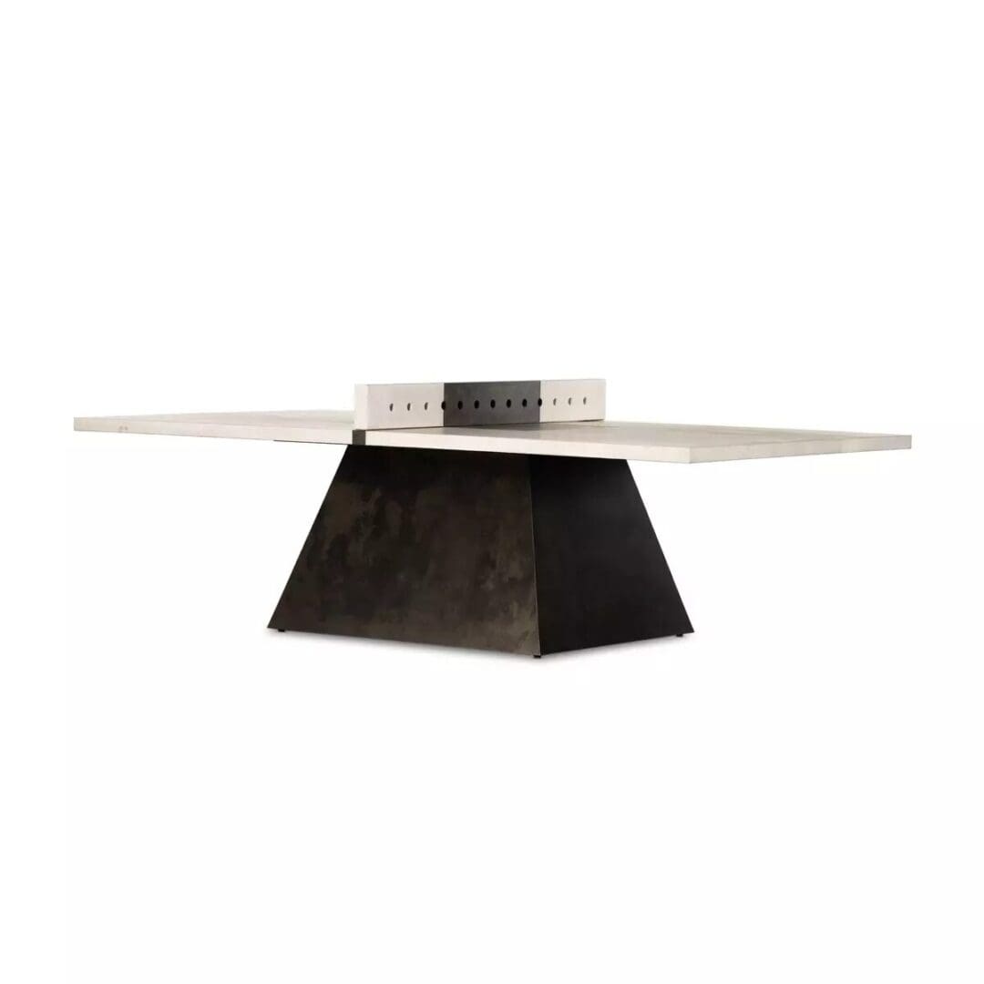 Modern pyramid base ping pong table.