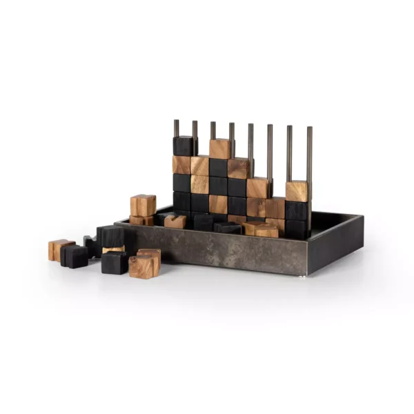 A set of Item # FH25033-AC knife blocks and knives on a small tray, isolated on a white background.