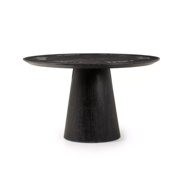 A round, black Item # FH7061-GT with a wide, flat tabletop and a conical base, isolated on a white background.