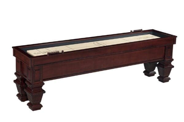 A vintage billiardette table Item # BB6169-SH, small-scale, with ivory and black scoring counters and detailed craftsmanship on a wooden body.