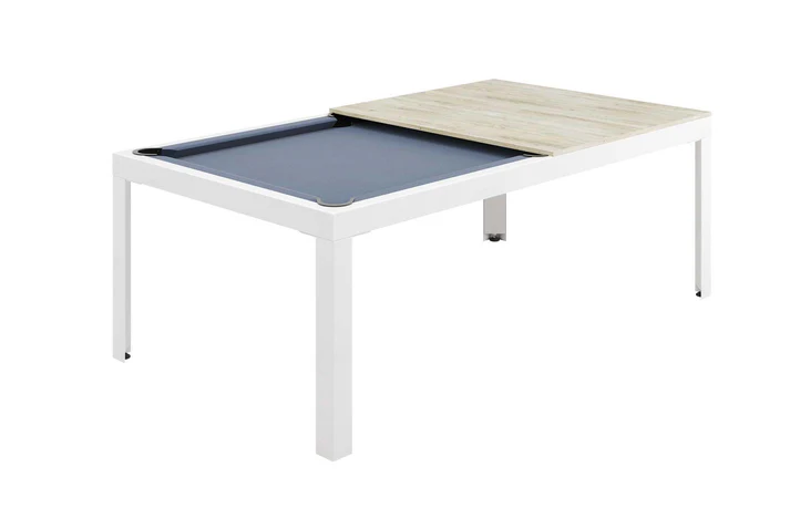 White table with hidden pool table top.