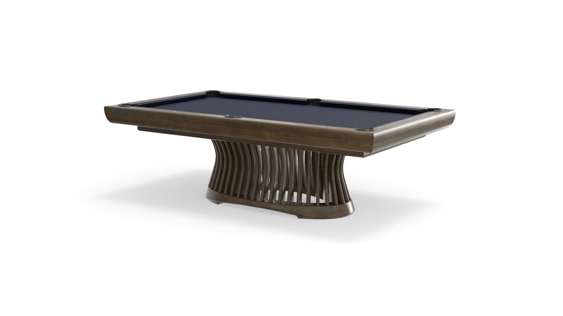 Wooden pool table with slatted base.