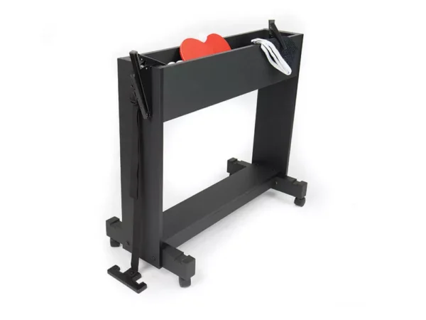 Black table tennis storage with wheels.