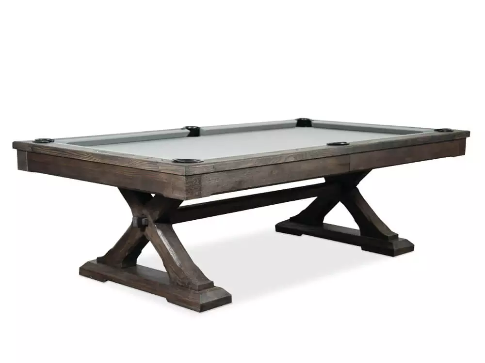 Dark wood farmhouse pool table.