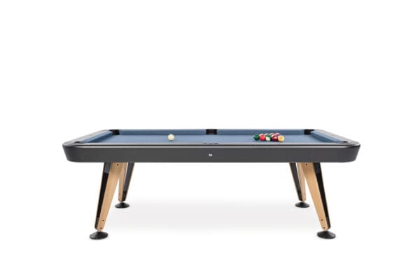 Here's an alt tag for the image: Modern pool table with balls.